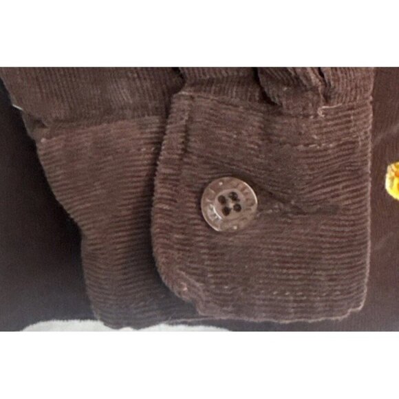 VTG Quacker Factory Brown Corduroy Leaf Embroidery Long Sleeve Blouse Top Sz M - Picture 2 of 7